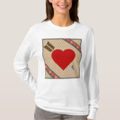 アローロマンチックなバレンタインパターンのキューピッドハート Tシャツ (正面)