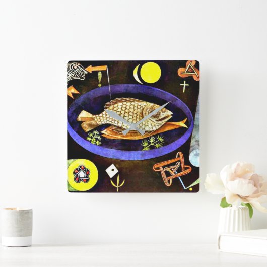アローンフィッ絵画シュ・ポール・クレー スクエア壁時計 (ホーム)