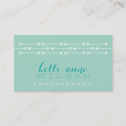 アロー素朴パターンかわいいボホホワイトミントフレッシュ 名刺 (正面)