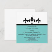 アワシー フルール ド リス ブライダル シャワー 招待状、ターコイズ 招待状 (正面/裏面)