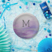 アワッシュエレガントウォーターカラーオーキッド結婚ズモノグラム ペーパープレート (パーティー)