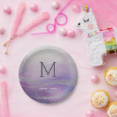 アワッシュエレガントウォーターカラーオーキッド結婚ズモノグラム ペーパープレート (パーティー)