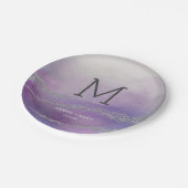 アワッシュエレガントウォーターカラーオーキッド結婚ズモノグラム ペーパープレート (アングル)