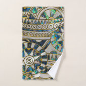 アワビおよび真珠の種族の民族パターン金ゴールド バスタオルセット (ハンドタオル)