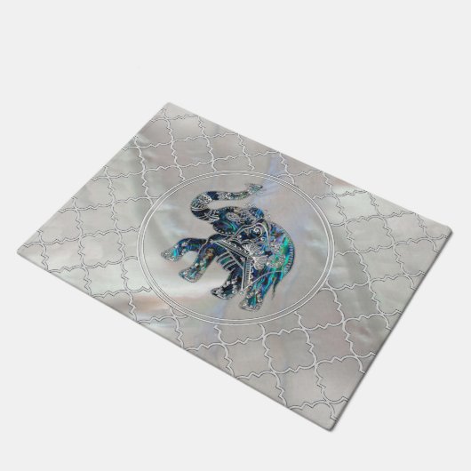 アワビおよび真珠の銀によって組み立てられる象 ドアマット (アングル)