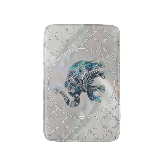 アワビおよび真珠の銀によって組み立てられる象 バスマット (正面縦)