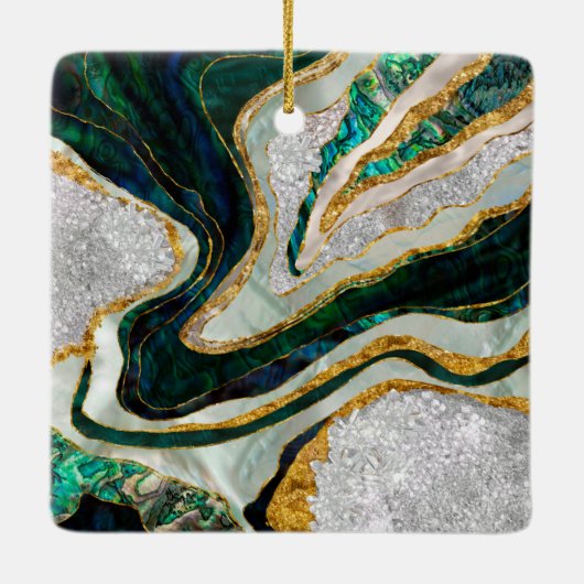 アワビとクリスタルはデジタルアートを生み出す セラミックオーナメント (裏面)