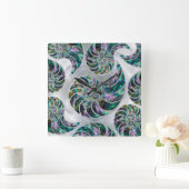 アワビと真珠 スクエア壁時計 (ホーム)