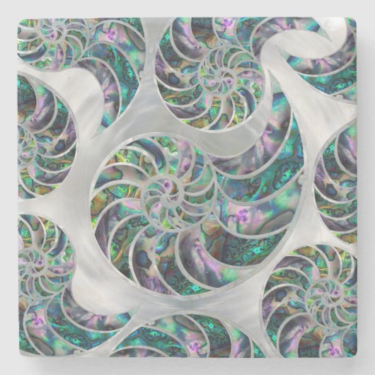 アワビと真珠 ストーンコースター (正面)