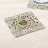アワビの殻と真珠 スクエアペーパーコースター (アングル)