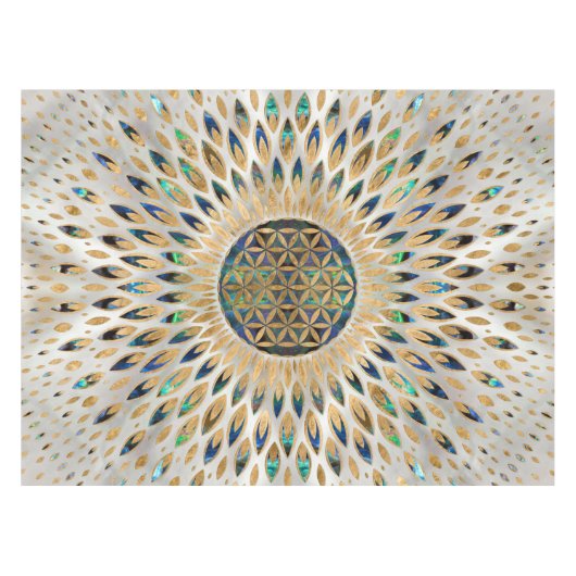 アワビの殻と真珠 テーブルクロス (正面(横))