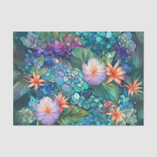アワビの花園デコパージュティッシュペーパー 薄葉紙 (正面)