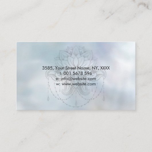 アワビの貝および銀は真珠のはすを組み立てます 名刺 (裏面)