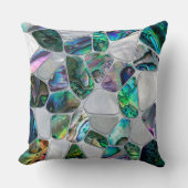 アワビの貝殻と真珠 – Voronoi細胞抽象芸術 クッション (正面)