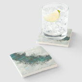 アワビの貝殻真珠と銀1 ストーンコースター (横)