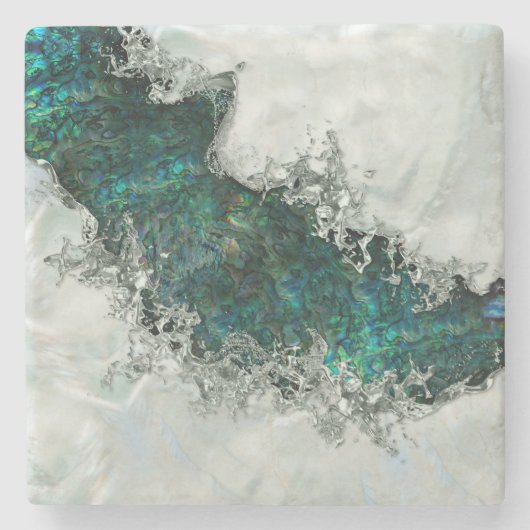 アワビの貝殻真珠と銀1 ストーンコースター (正面)