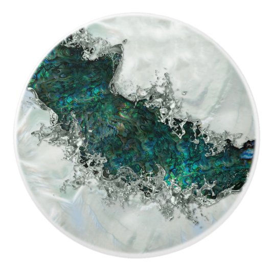 アワビの貝殻真珠と銀1 セラミックノブ (正面)