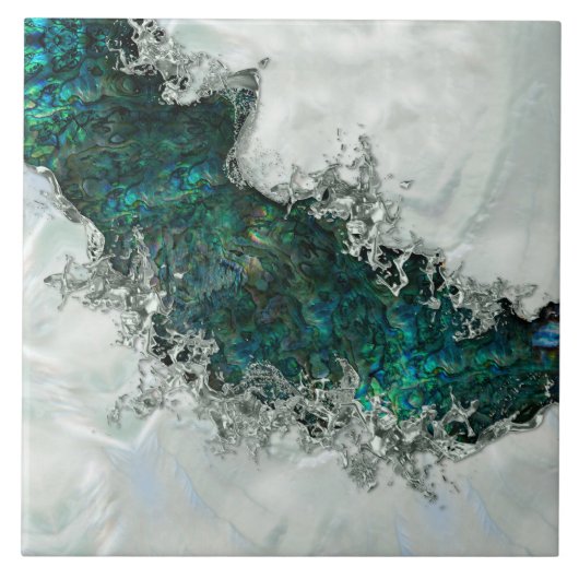 アワビの貝殻真珠と銀1 タイル (正面)