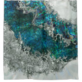 アワビの貝殻真珠と銀2 シャワーカーテン (正面)