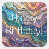 アワビカラフルの波打ち スクエアシール (正面)