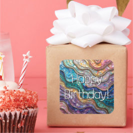 アワビカラフルの波打ち スクエアシール