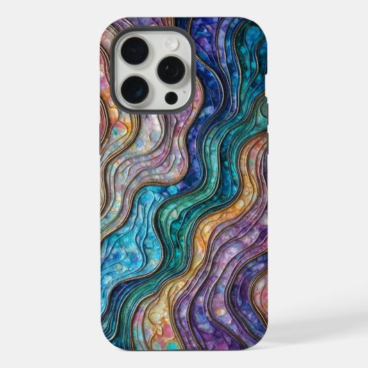 アワビカラフルの波打ち iPhoneケース (裏面)