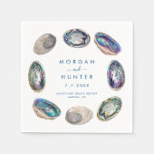 アワビカラフル貝水彩ビーチ結婚式 スタンダードカクテルナプキン (正面)