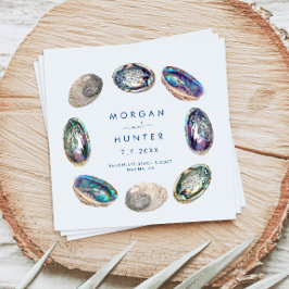 アワビカラフル貝水彩ビーチ結婚式 スタンダードカクテルナプキン