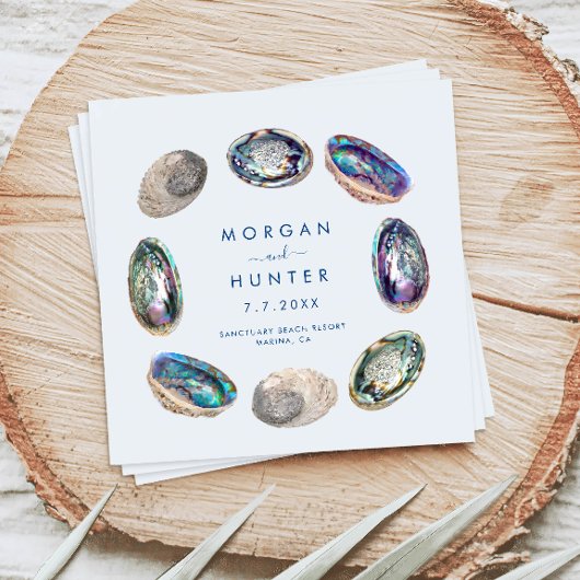 アワビカラフル貝水彩ビーチ結婚式 スタンダードカクテルナプキン