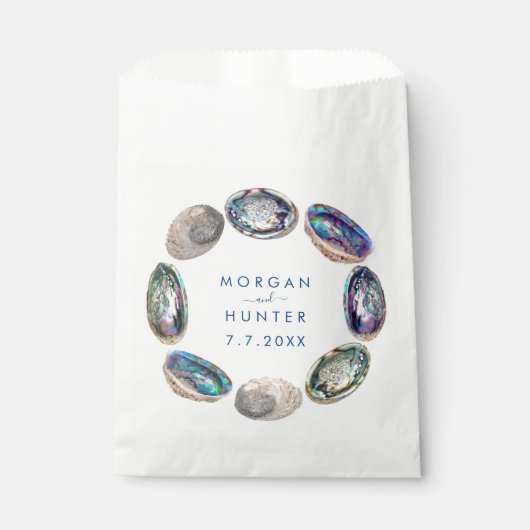 アワビカラフル貝水彩ビーチ結婚式 フェイバーバッグ (正面)