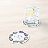 アワビカラフル貝水彩ビーチ結婚式 ラウンドペーパーコースター (インサイチュ)