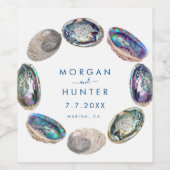 アワビカラフル貝水彩ビーチ結婚式 ワインラベル (シングルラベル)