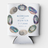 アワビカラフル貝水彩ビーチ結婚式 缶クーラー (正面)