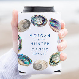 アワビカラフル貝水彩ビーチ結婚式 缶クーラー