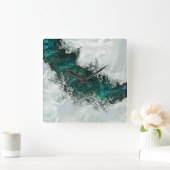 アワビ貝真珠と銀1 スクエア壁時計 (ホーム)