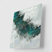 アワビ貝真珠と銀1 スクエア壁時計 (傾斜)