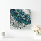 アワビ貝真珠と銀2 スクエア壁時計 (ホーム)