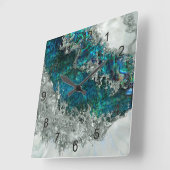 アワビ貝真珠と銀2 スクエア壁時計 (傾斜)