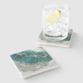 アワビ貝真珠と銀2 ストーンコースター (横)