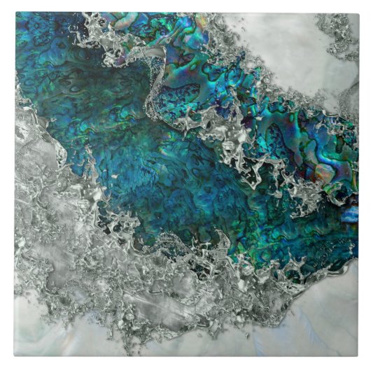 アワビ貝真珠と銀2 タイル (正面)