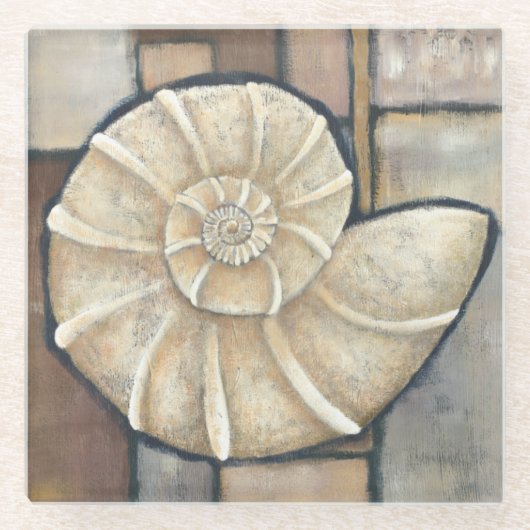 アワビ貝 ガラスコースター (正面)