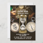 アワーガラスデザイン、エスケープルーム、バースデーパーティー 招待状 (正面)