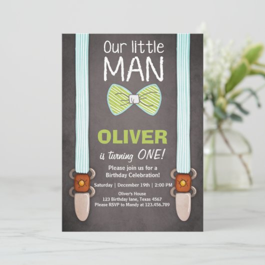 アワーズリトルマン誕生日招待状ボーイボウタイ 招待状 (スタンド正面)