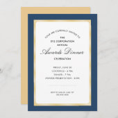 アワードディナーお祝い |ネイビーブルーと金ゴールド 招待状 (正面/裏面)
