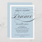アワードディナーファンシーイベントエレガント淡い色のブルー 招待状 (正面/裏面)