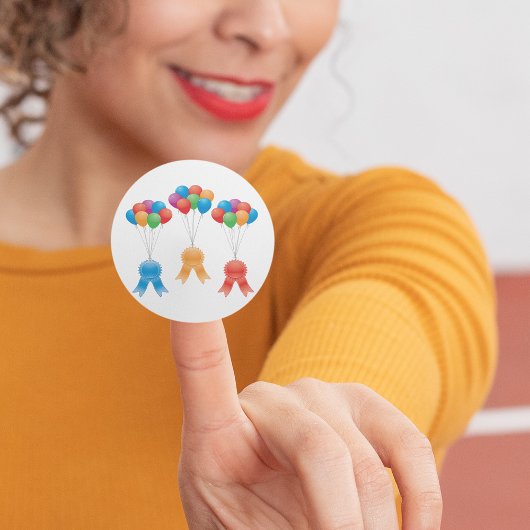 アワードリボンとバルーンクラシックラウンドステッカー ラウンドシール