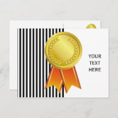 アワードリボン金ゴールドI +あなたのバックグラー。&文字 ポストカード (正面/裏面)
