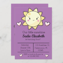アワーリトルサンシャインガールパープルバースデー招待状