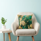 アワールグリーンと金ゴールドセメント混合媒体抽象芸術 クッション (椅子)