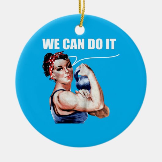 アンアーバーコロージートレーニングエクササイズリフティングウィメンズ セラミックオーナメント (正面)